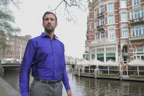 Royal blue silk shirt