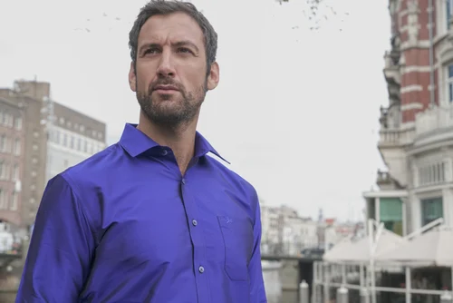 Royal blue silk shirt