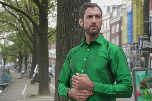 Green pure silk shirt