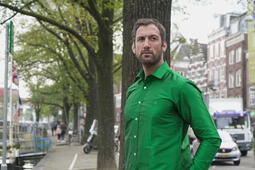 Green pure silk shirt