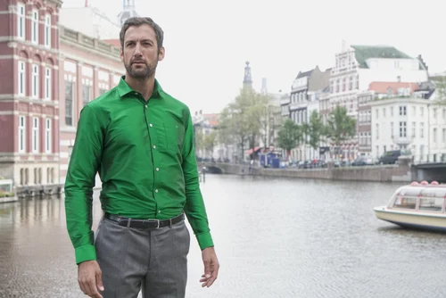 Green pure silk shirt