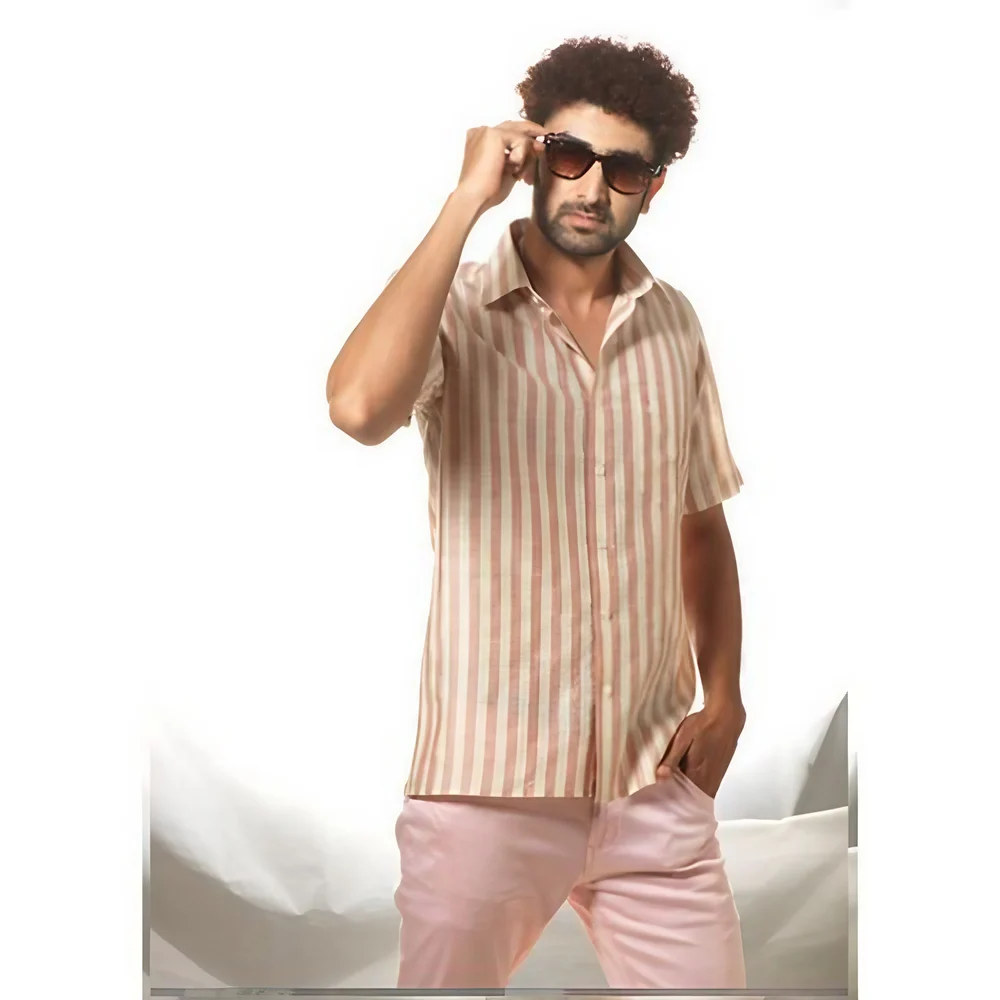 Mens silk striped shirt